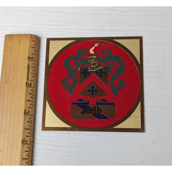 Vintage metal square sign/plaque Smith Crest 3.5" - Picture 3 of 4